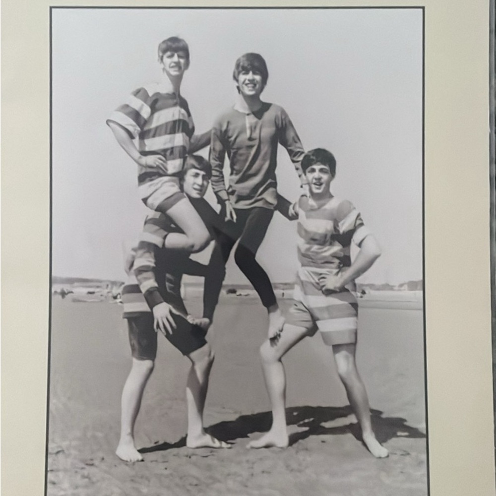 Vintage Black & White Beatles Beach Photo Print